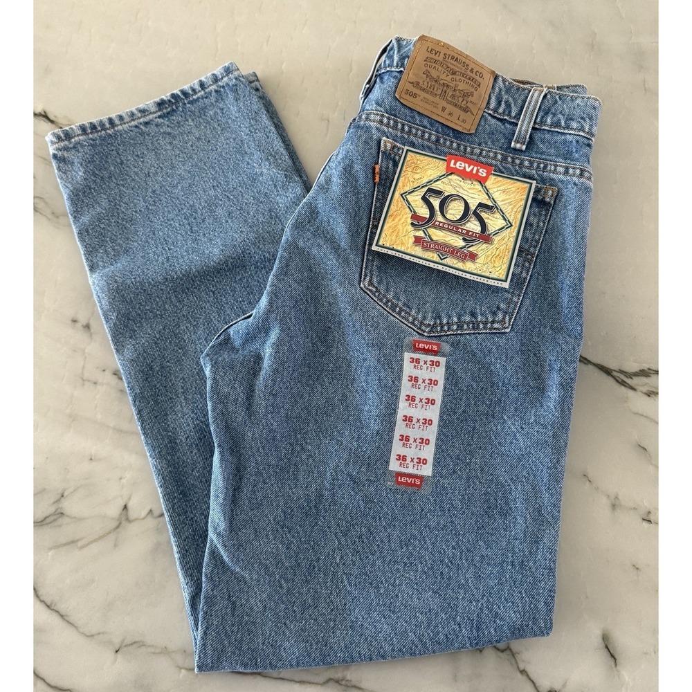 NWT Vintage Levis 505 1995 Blue Jeans Denim Orange Tab Mens‎ Size 36 X 30 Y2K